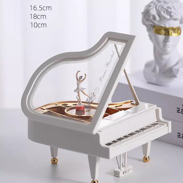 Vintage Grand Piano Music Box with Dancing Ballerina