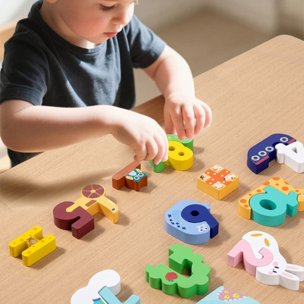 Wooden Number Counting Toy Matching Block Set