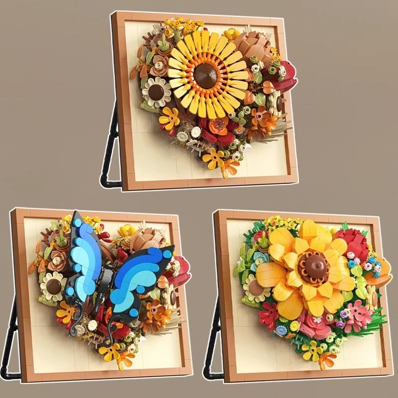 3D Floral Building Block Picture Frame
