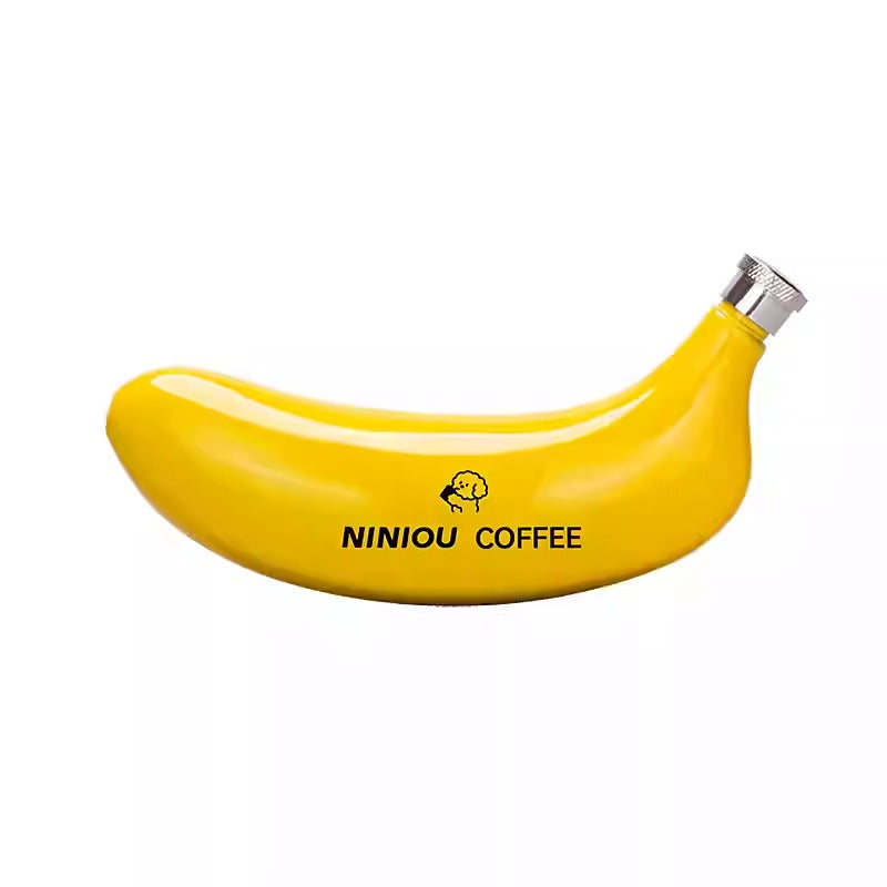Banana Stainless Steel Hip Flask with Funnel