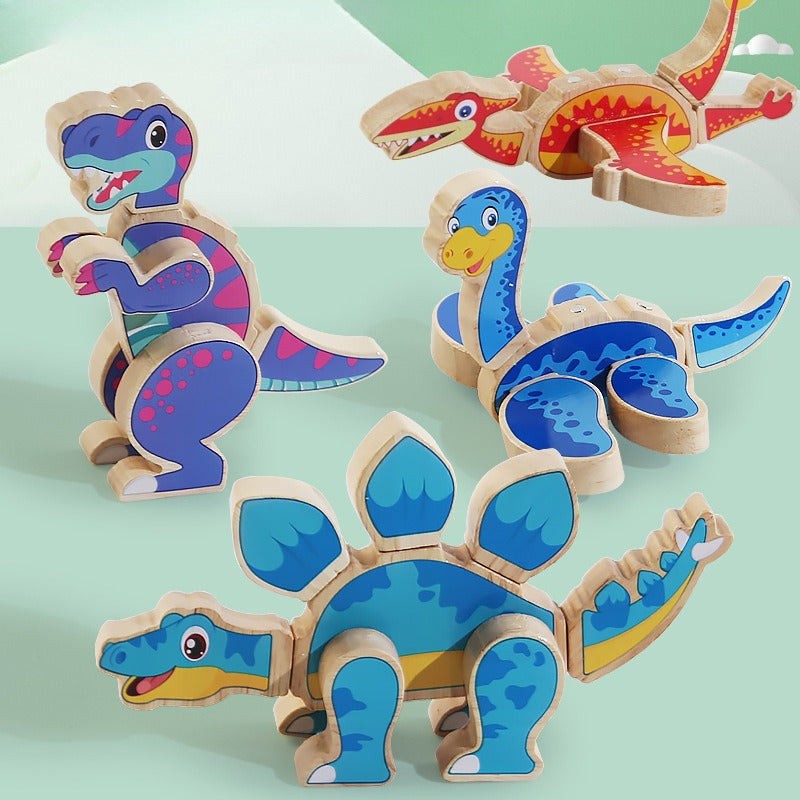 Mix & Match Magnetic Wooden Dinosaurs (Set of 4)