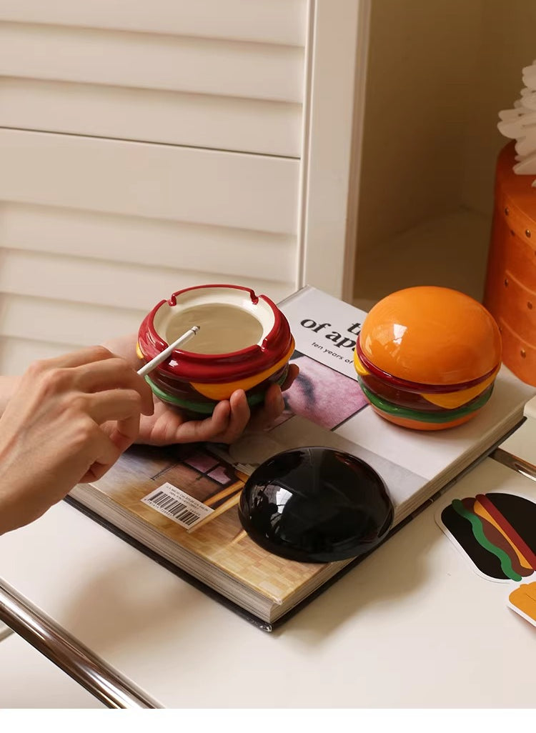 Creative Hamburger Lidded Ashtray