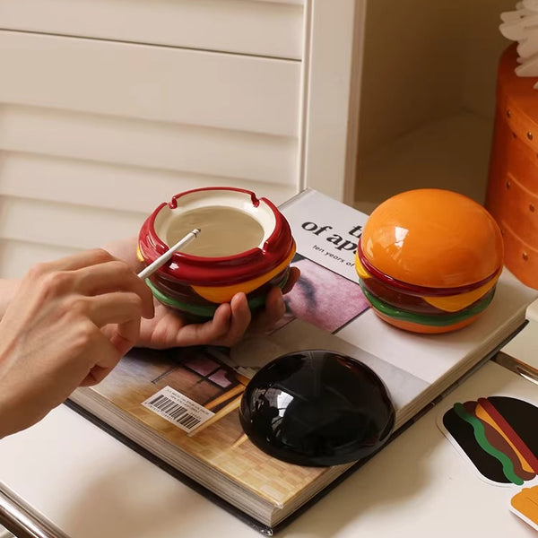 Creative Hamburger Lidded Ashtray