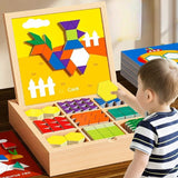Magnetic Wooden Tangram Puzzle Set - 255 Pieces