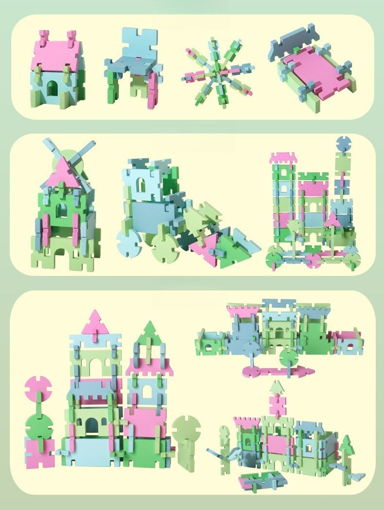 74-Piece Large Wooden Interlocking Building Blocks