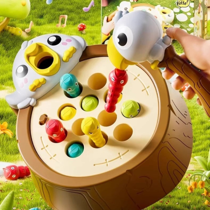 Woodpecker Magnetic Catching Worms Toy with Sound