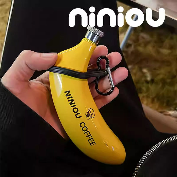 Banana Stainless Steel Hip Flask with Funnel