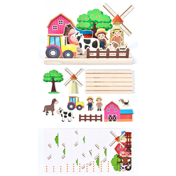 Wooden Early Learning Scene Puzzle Kit