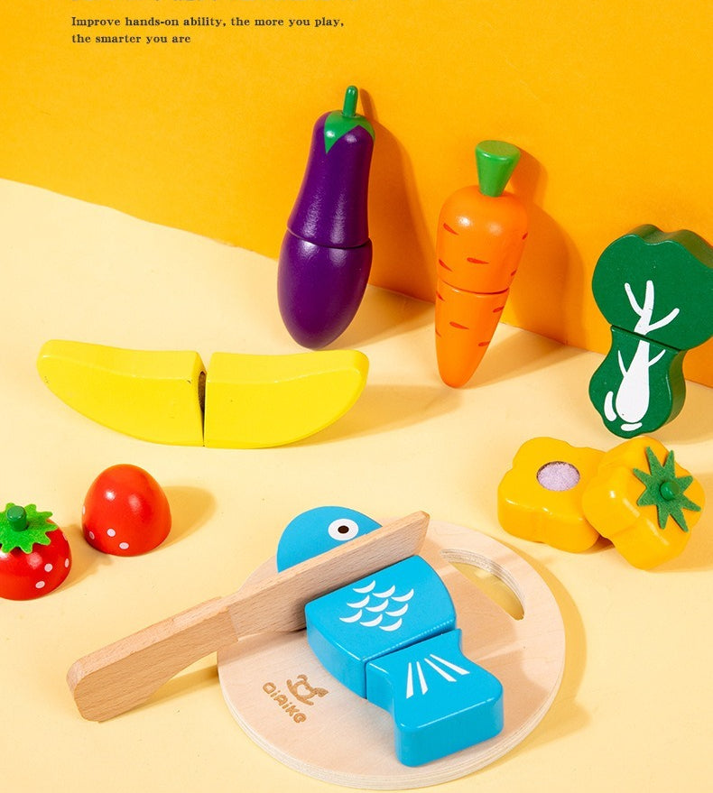 Wooden Fruit & Vegetable Pretend Play Cutting Set