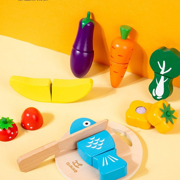 Wooden Fruit & Vegetable Pretend Play Cutting Set