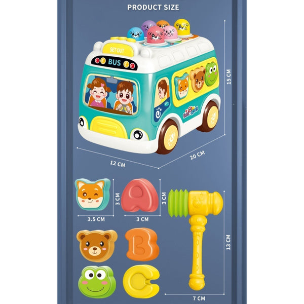 3-in-1 Musical Activity Bus with Whac-A-Mole Game