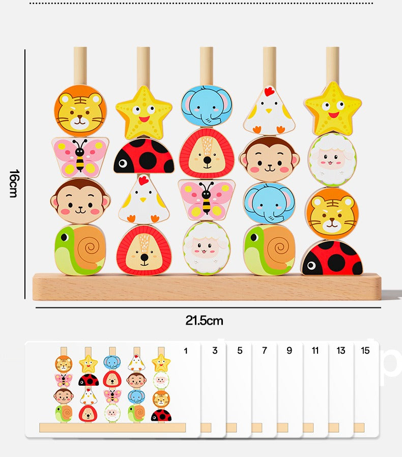 Montessori Wooden Pegging & Lacing Game