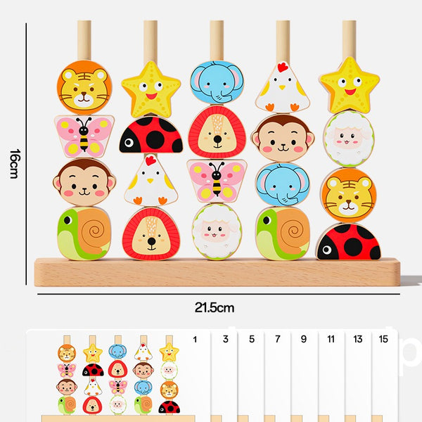 Montessori Wooden Pegging & Lacing Game