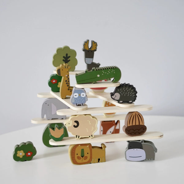 Wooden Forest Animal Stacking Balance Game