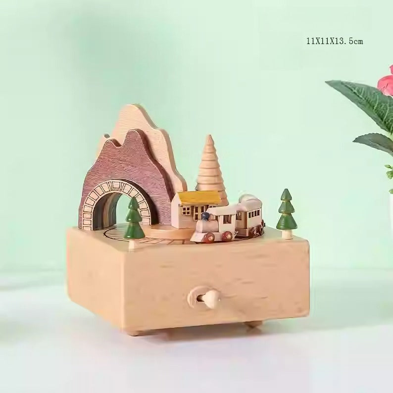Wooden Mechanical Rotating Music Box