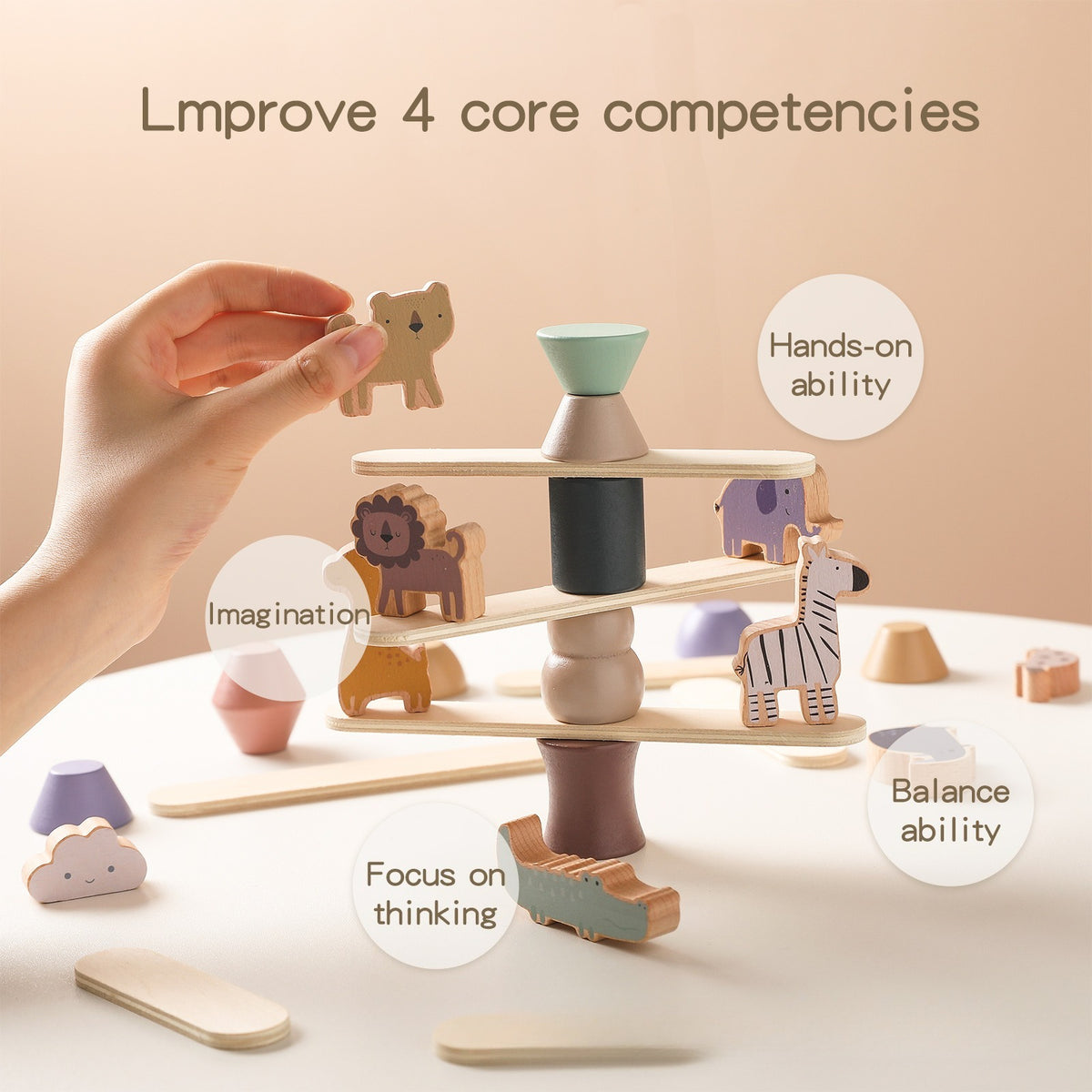 Wooden Animal Balance Stacking Toy