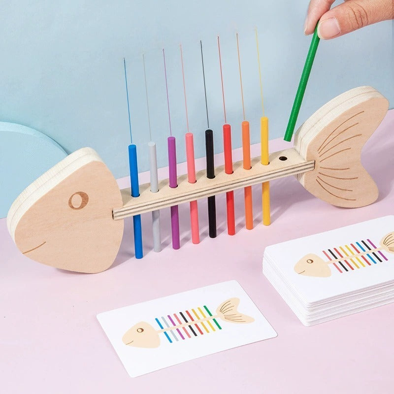 Wooden Fish Bone Color Matching Game