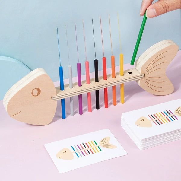 Wooden Fish Bone Color Matching Game