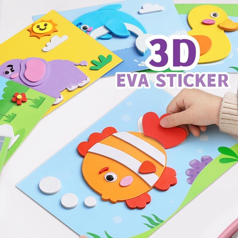 3D Foam Sticker & Coloring Art Set - 12 Piece Pack