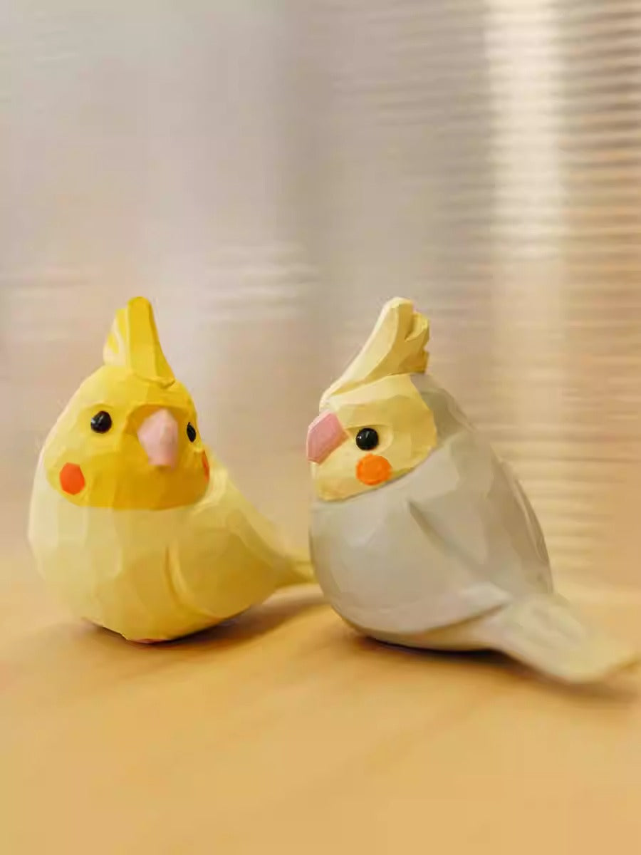 Hand-Carved Wooden Parrot Figurine