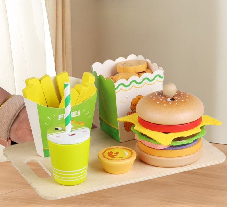 Wooden Pretend Play Fast Food Set