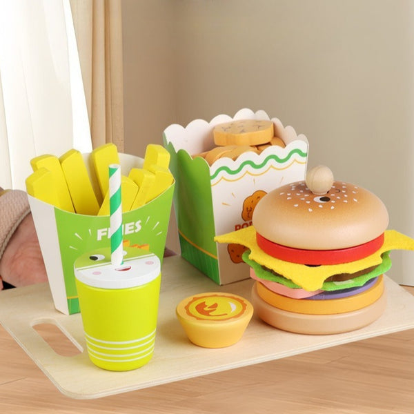 Wooden Pretend Play Fast Food Set