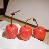 Hand-Carved Wooden Red Apple Figurine FantastiKurios