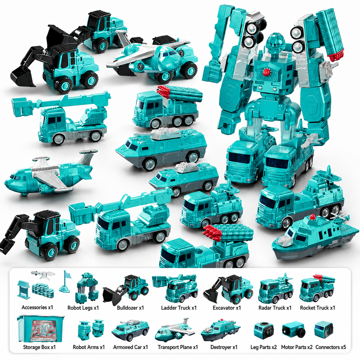 35-Piece Magnetic Military Transformation Set with Storage Box