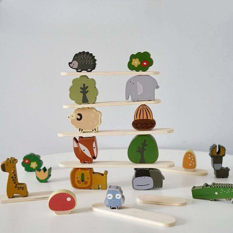 Wooden Forest Animal Stacking Balance Game