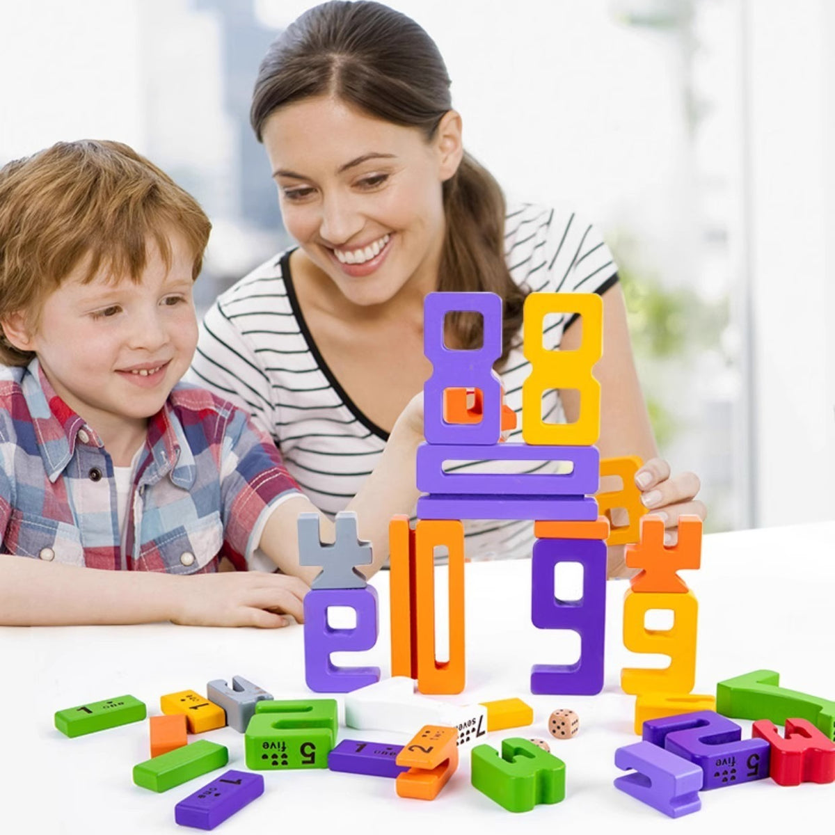 Wooden Number Stacking Blocks
