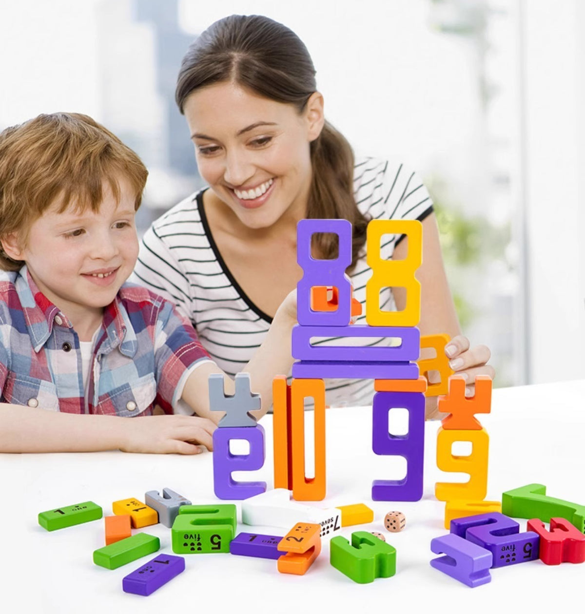 Wooden Number Stacking Blocks