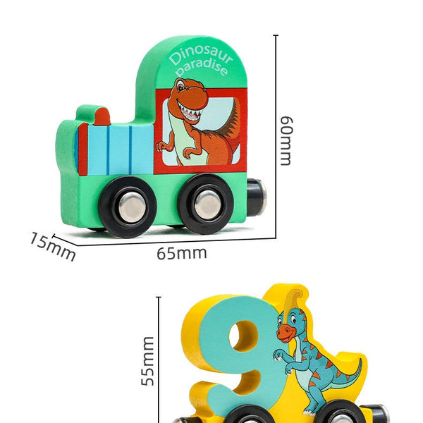 Wooden Magnetic Dinosaur Number Train – 11-Piece Set