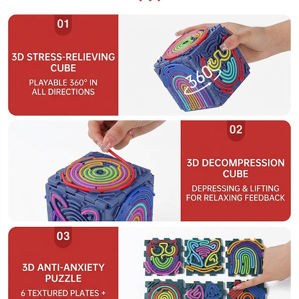 3D Sensory Puzzle Cube with Silicone Strings