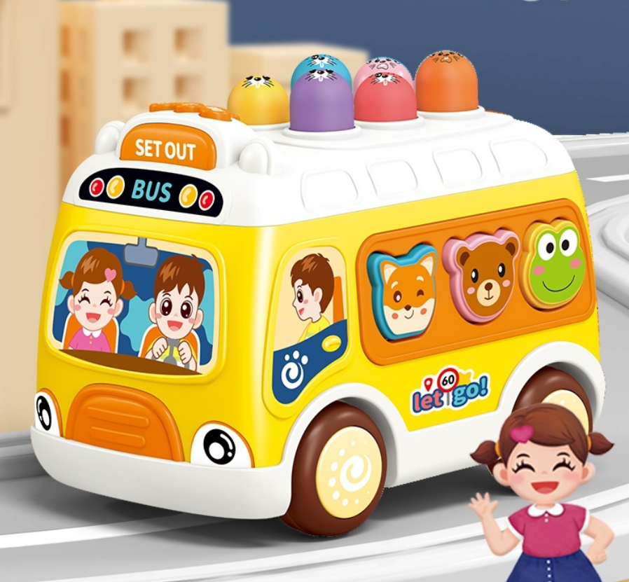 3-in-1 Musical Activity Bus with Whac-A-Mole Game