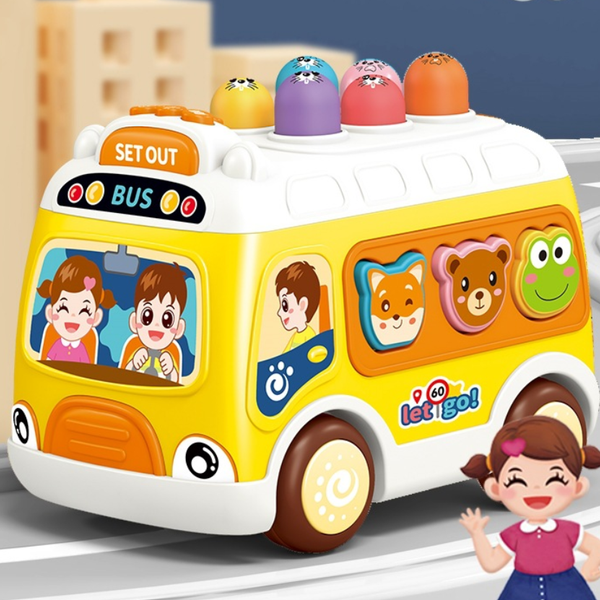 3-in-1 Musical Activity Bus with Whac-A-Mole Game