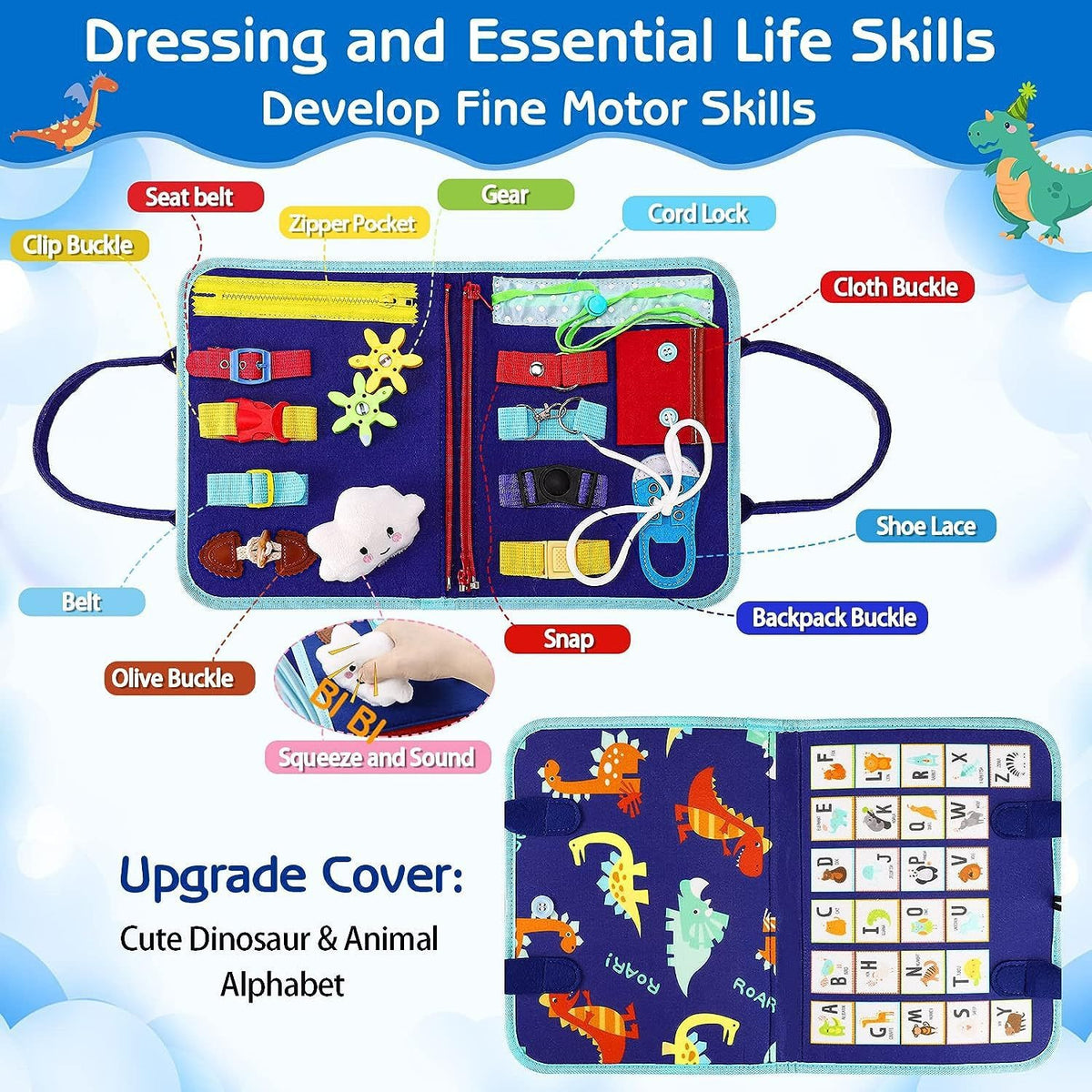 Dinosaur Adventure Felt Busy Board for Kids