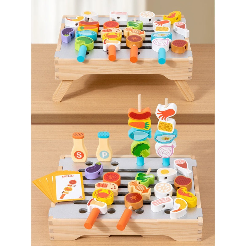 Wooden Pretend Play BBQ Grill Set