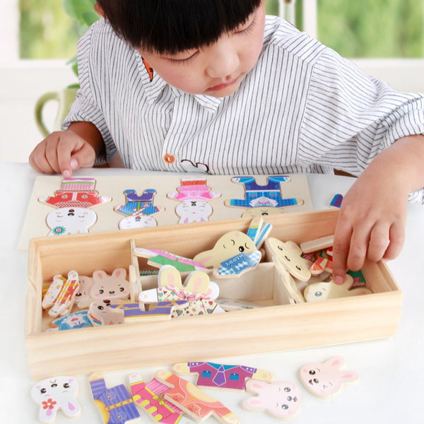 The Wooden Family Dress-Up Puzzle Box