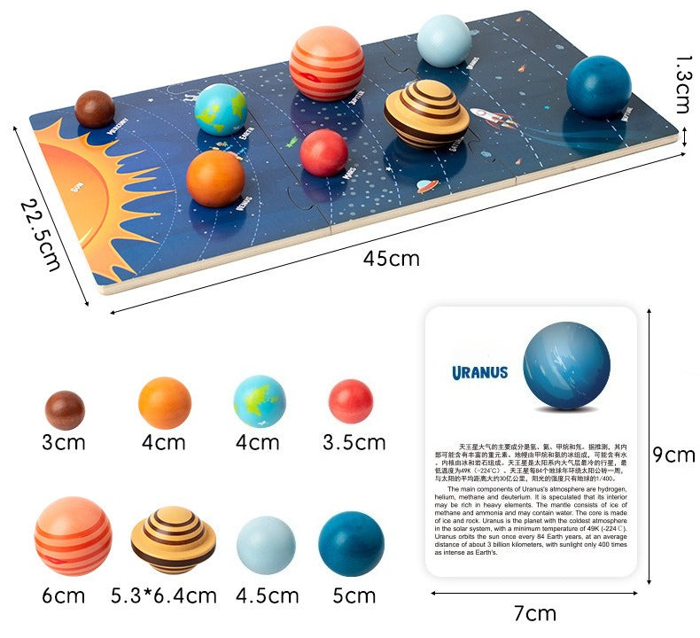Wooden Solar System Planet Matching Puzzle & Activity Set