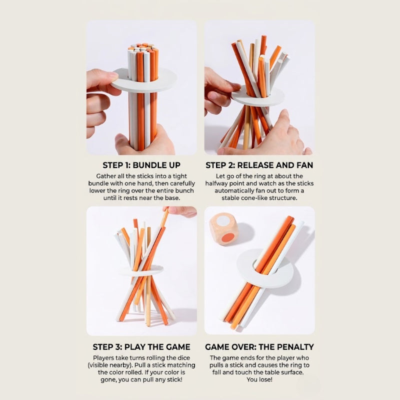 Wooden Pizza Tower Stick Pull Game