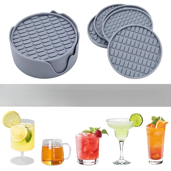 Silicone Coaster Set with Holder