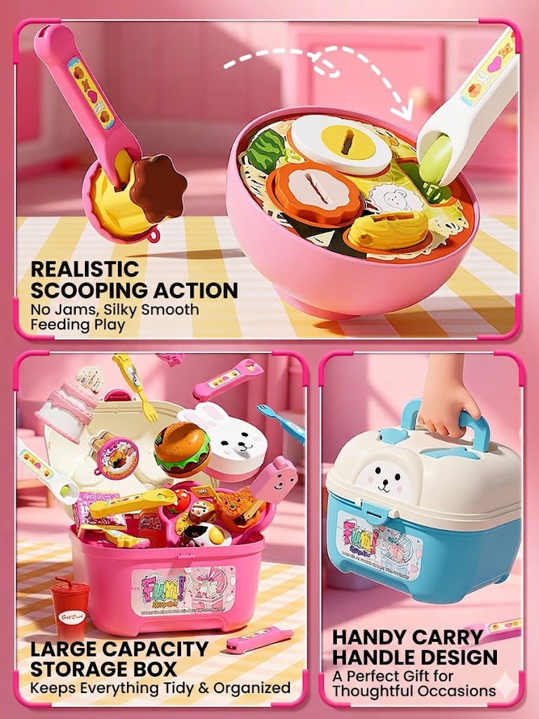 Rabbit Storage Box & 35-Piece Feeding Play Set