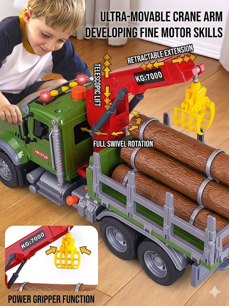 Large Friction Powered Timber Transport Truck with Crane