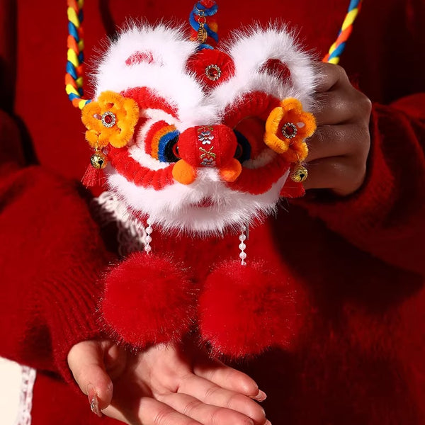 Festive Lion Dance Plush Crossbody Bag