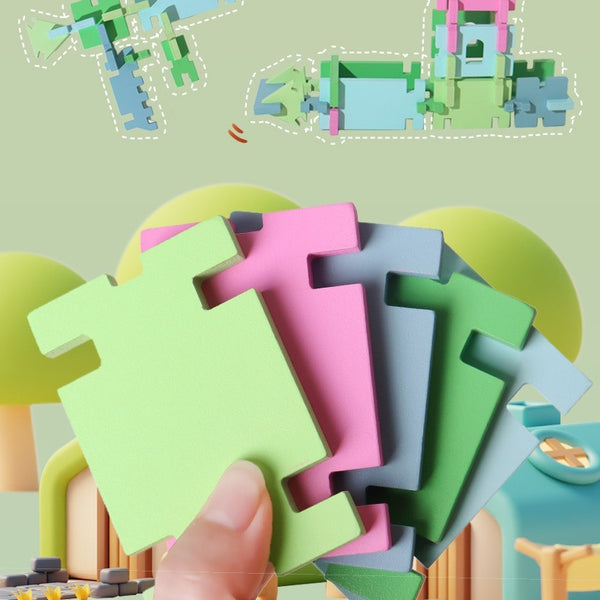 74-Piece Large Wooden Interlocking Building Blocks