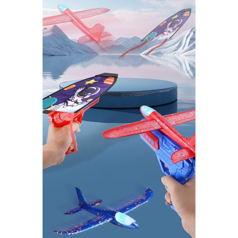 Foam Airplane Catapult Launcher with LED Glider