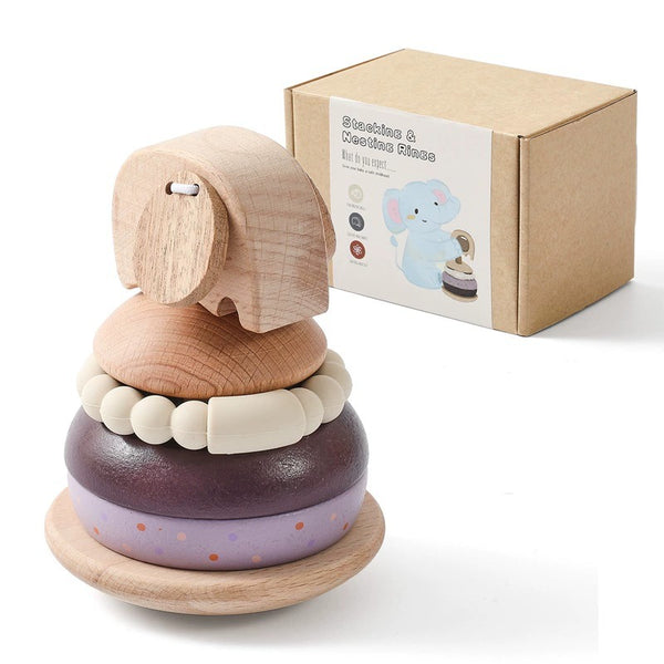 Wooden Elephant Stacking Toy for Toddlers