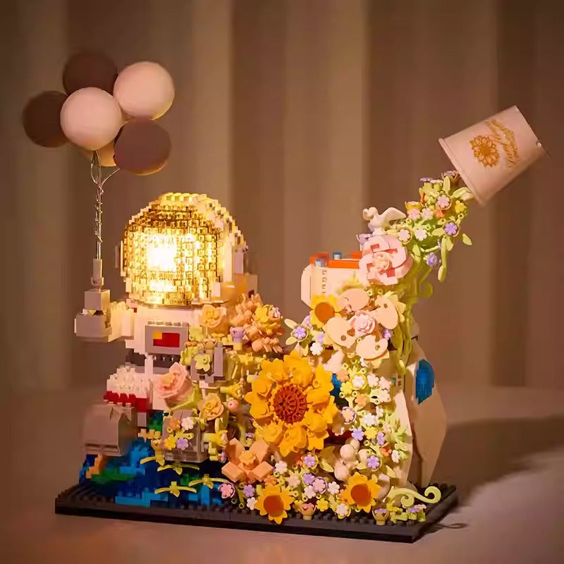 Astronaut Building Block Night Light and Stationery Holder