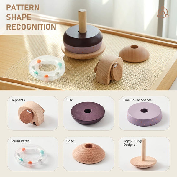 Wooden Elephant Stacking Toy for Toddlers