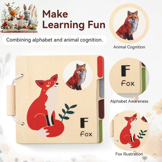 Wooden Animal Alphabet Learning Book